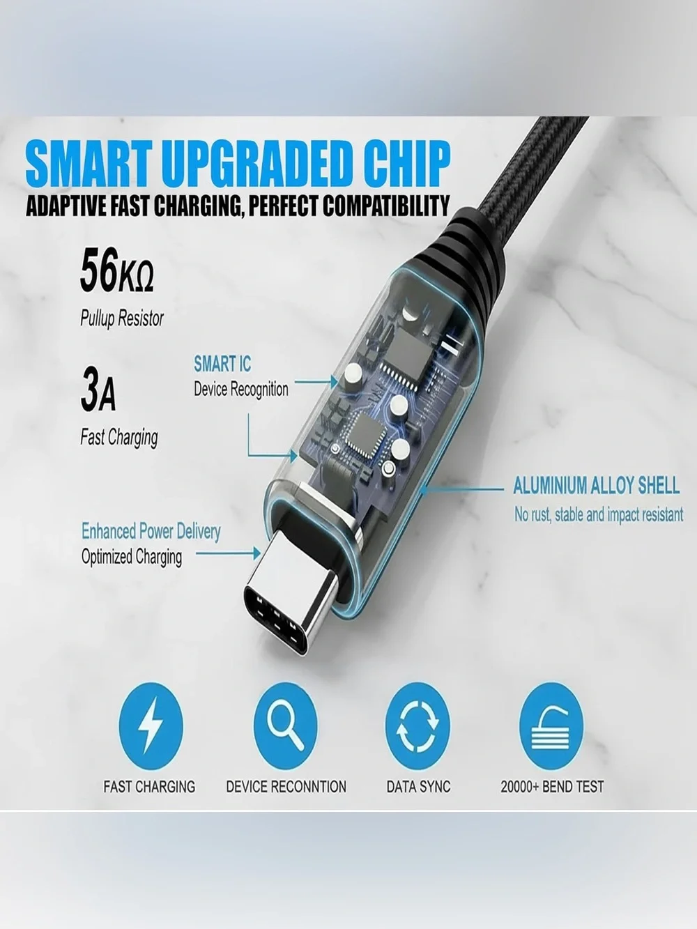 NEW 3-Pack USB Type C to USB C 60W PD Cable 6.6ft/2m USB TypeC Fast Charging Cor
